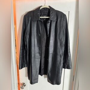 Colebrook & Co Vintage Black Genuine Leather Trench